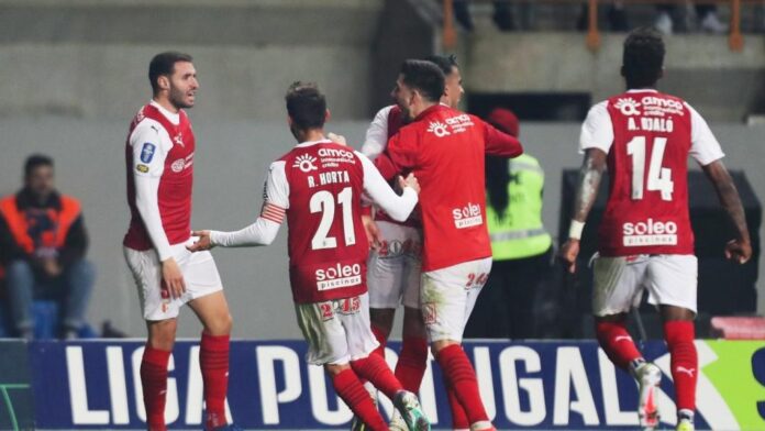 Sp. Braga festeja golo de Abel Ruiz ante o Sporting (PAULO CUNHA/Lusa)