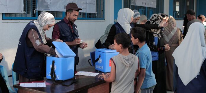 Campanha de vacinação em Gaza em setembro de 2024